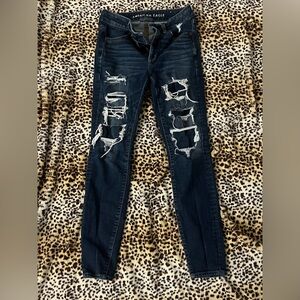 American Eagle Outfitters Distressed Navy Skinny Jeans